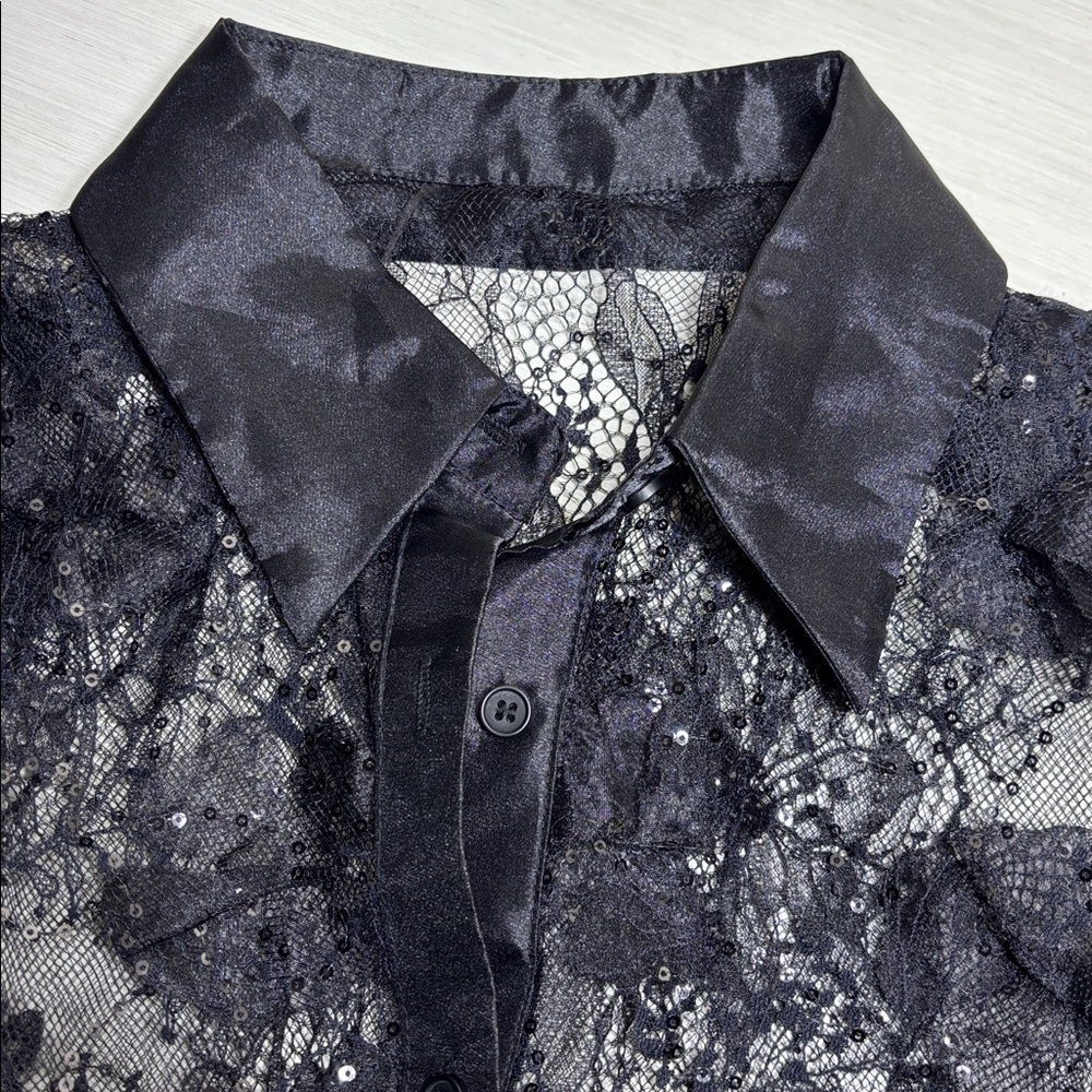 Jacob Sequined Mesh embroidered Floral applique blouse by BEULAHSTYLE. NWT SizeS - Picture 12 of 12